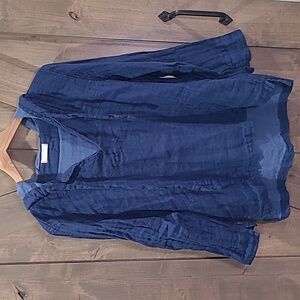 CP Shades Navy Cotton Gauze Cover Up M